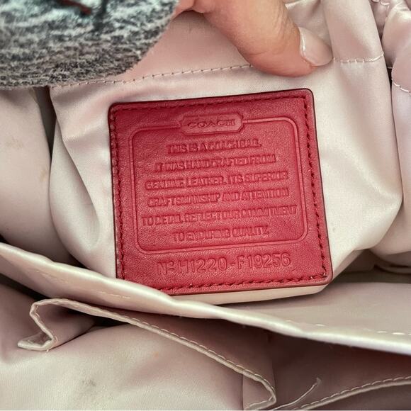 Coach Women Signature C Embossed Garnet Red Patent Leather Diaper Bag Tote Large - Picture 9 of 10